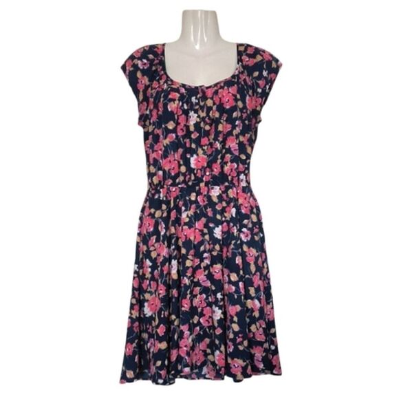 LC Lauren Conrad Dark Blue Floral Dress - Picture 1 of 5